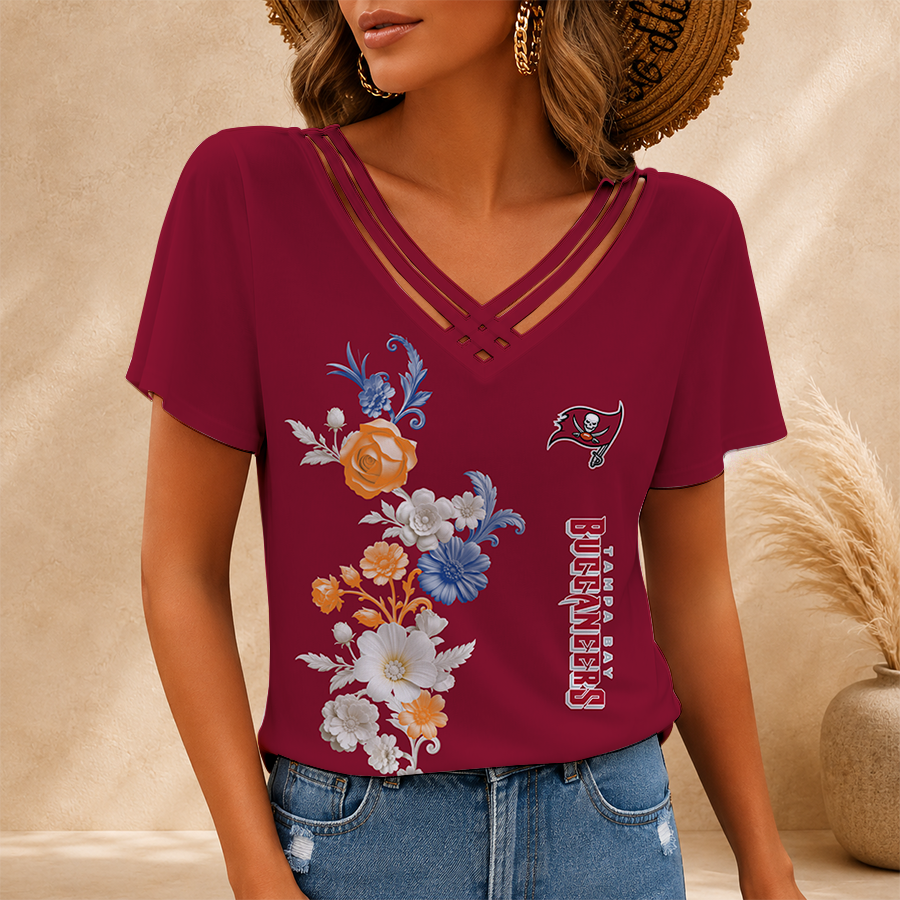 LIMITED EDITION - NEW CUSTOMIZED NFL10 TBB TAMPA BAY BUCCANEERS V-NECK SHIRT