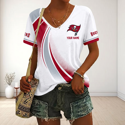 LIMITED EDITION - NEW CUSTOMIZED NFL10 TBB TAMPA BAY BUCCANEERS V-NECK FEMALE SHIRT