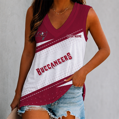 LIMITED EDITION - NEW CUSTOMIZED NFL10 TBB TAMPA BAY BUCCANEERS WOMEN'S V-NECK TANK TOP