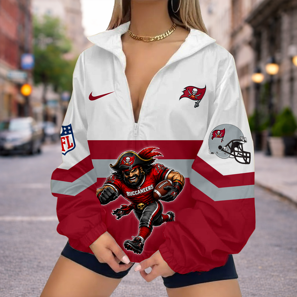 LIMITED EDITION - NEW CUSTOMIZED NFL10 TBB TAMPA BAY BUCCANEERS V-NECK ZIPPER SWEATSHIRT JACKET