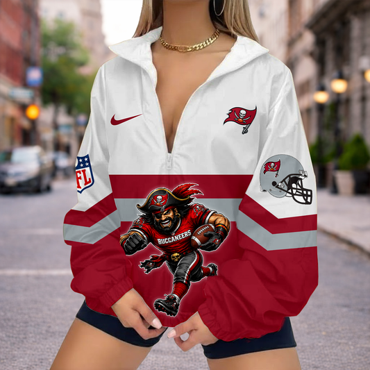 LIMITED EDITION - NEW CUSTOMIZED NFL10 TBB TAMPA BAY BUCCANEERS V-NECK ZIPPER SWEATSHIRT JACKET