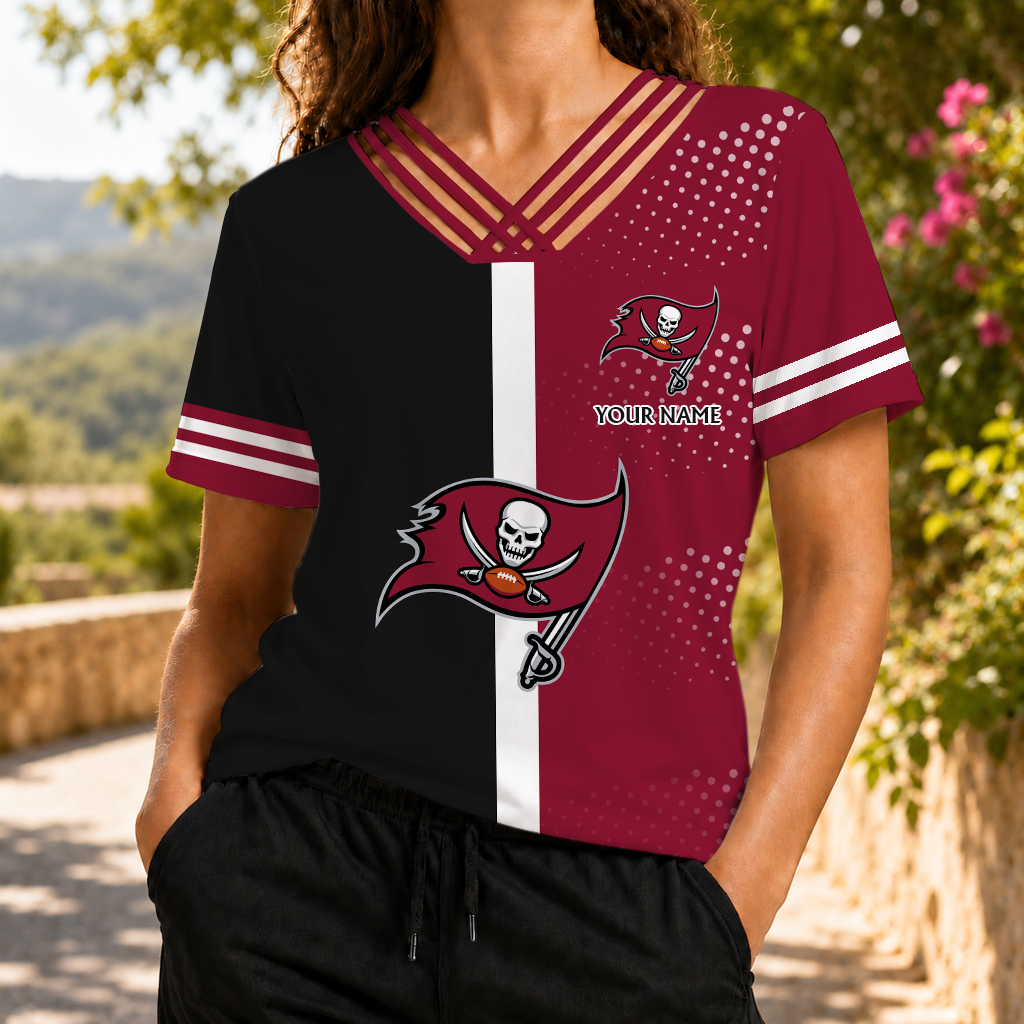 LIMITED EDITION - NEW CUSTOMIZED NFL10 TBB TAMPA BAY BUCCANEERS V-NECK SHIRT