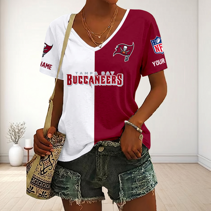 LIMITED EDITION - NEW CUSTOMIZED NFL10 TBB TAMPA BAY BUCCANEERS V-NECK FEMALE SHIRT
