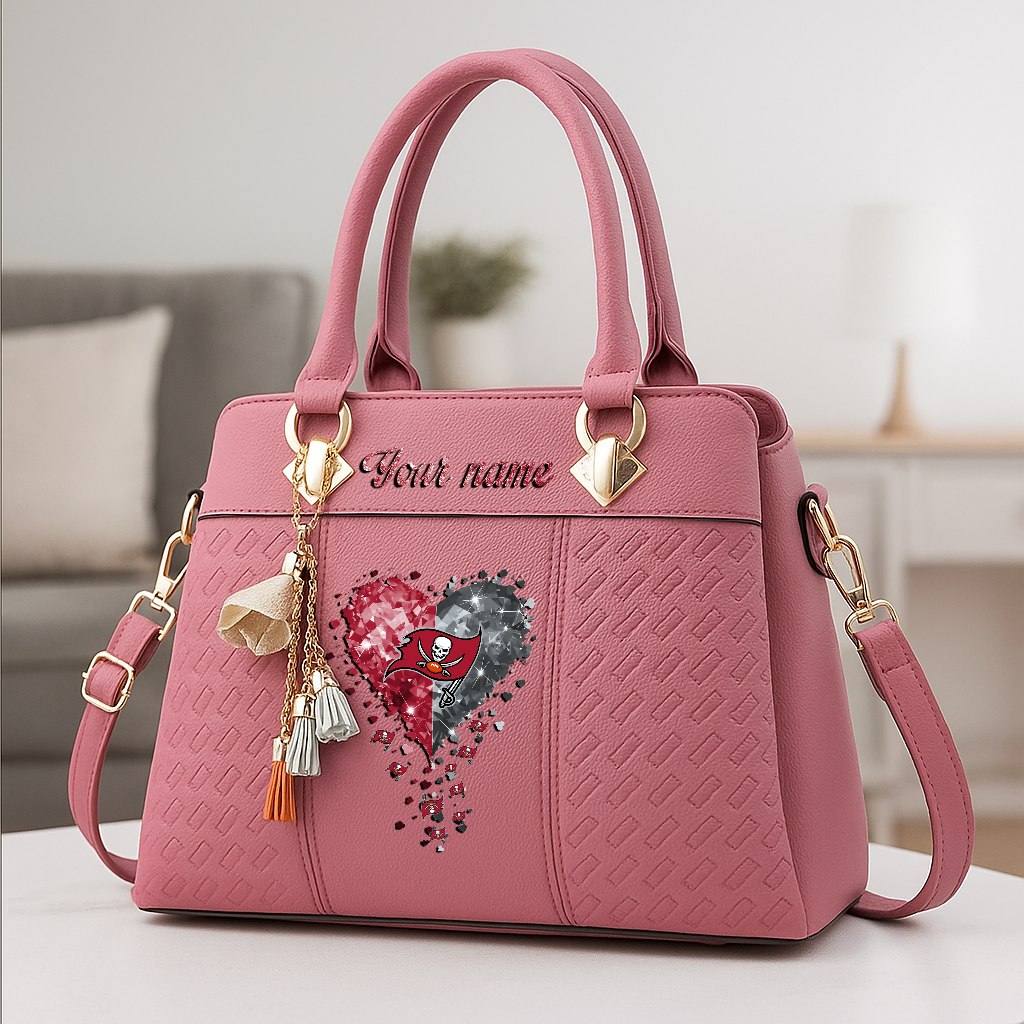 LIMITED EDITION - NEW CUSTOMIZED NFL10 TBB TAMPA BAY BUCCANEERS ZIP HANDBAG MULTICOLOR