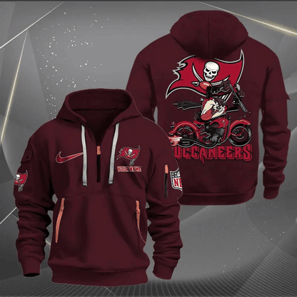 [SPECIAL OFFER] NEW CUSTOMIZED NFL10 TBB TAMPA BAY BUCCANEERS MUTICOLOR QUARTER ZIP HOODIE