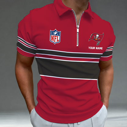 [SPECIAL OFFER] NEW CUSTOMIZED NFL10 TBB TAMPA BAY BUCCANEERS ZIP POLO SHIRT