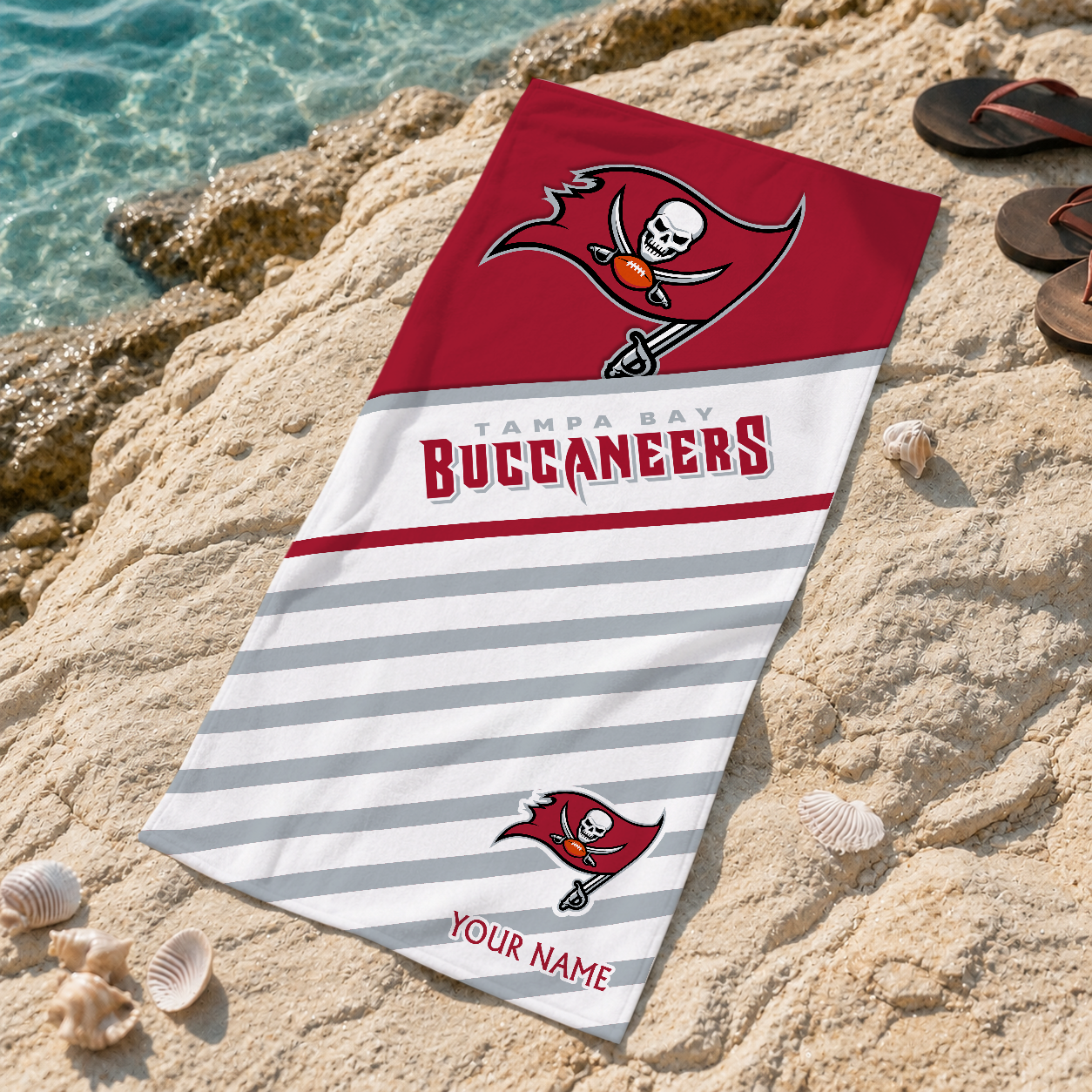 EXCLUSIVE EDITION - NEW CUSTOMIZED NFL10 TBB TAMPA BAY BUCCANEERS BEACH TOWEL