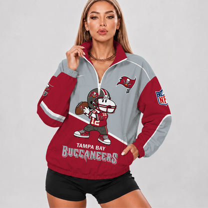 [SPECIAL OFFER] NEW CUSTOMIZED NFL10 TBB TAMPA BAY BUCCANEERS V-NECK ZIPPER SWEATSHIRT JACKET