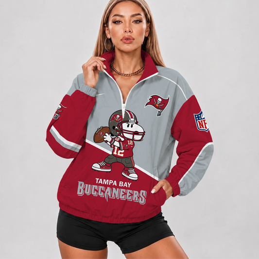 [SPECIAL OFFER] NEW CUSTOMIZED NFL10 TBB TAMPA BAY BUCCANEERS V-NECK ZIPPER SWEATSHIRT JACKET