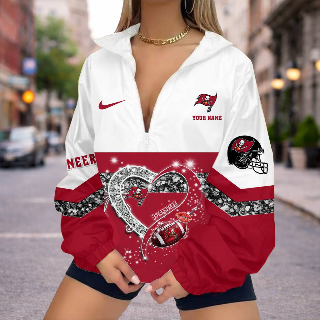LIMITED EDITION - NEW CUSTOMIZED NFL10 TBB TAMPA BAY BUCCANEERS V-NECK ZIPPER SWEATSHIRT JACKET