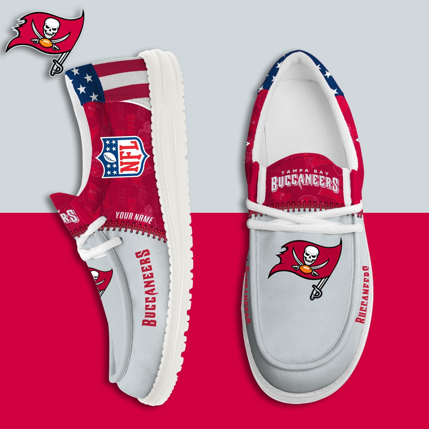 LIMITED EDITION - NEW CUSTOMIZED NFL10 TBB TAMPA BAY BUCCANEERS LOAFER SHOES