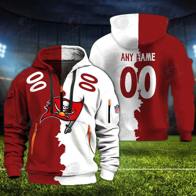 [SPECIAL OFFER] NEW CUSTOMIZED NFL10 TBB TAMPA BAY BUCCANEERS QUARTER ZIP HOODIE