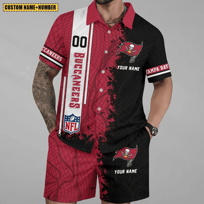 LIMITED RUN - NEW CUSTOMIZED NFL10 TBB TAMPA BAY BUCCANEERS UNISEX HAWAIIAN SHIRT & SHORTS SET
