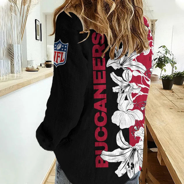 [SPECIAL OFFER] NEW CUSTOMIZED NFL10 TBB TAMPA BAY BUCCANEERS WOMEN CASUAL SHIRT FOR FAN