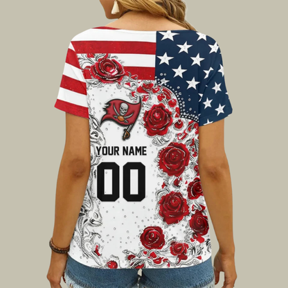 [SPECIAL OFFER] NEW CUSTOMIZED NFL10 TBB TAMPA BAY BUCCANEERS V-NECK FEMALE SHIRT