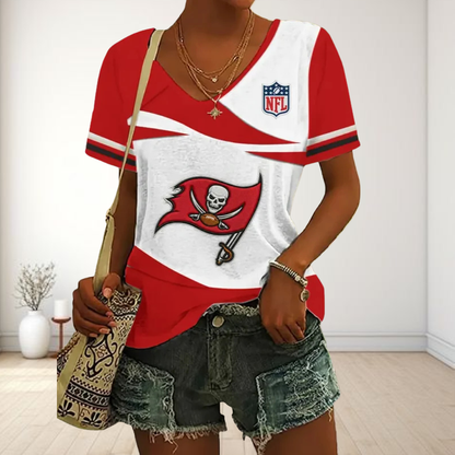 LIMITED EDITION - NEW CUSTOMIZED NFL10 TBB TAMPA BAY BUCCANEERS V-NECK FEMALE SHIRT