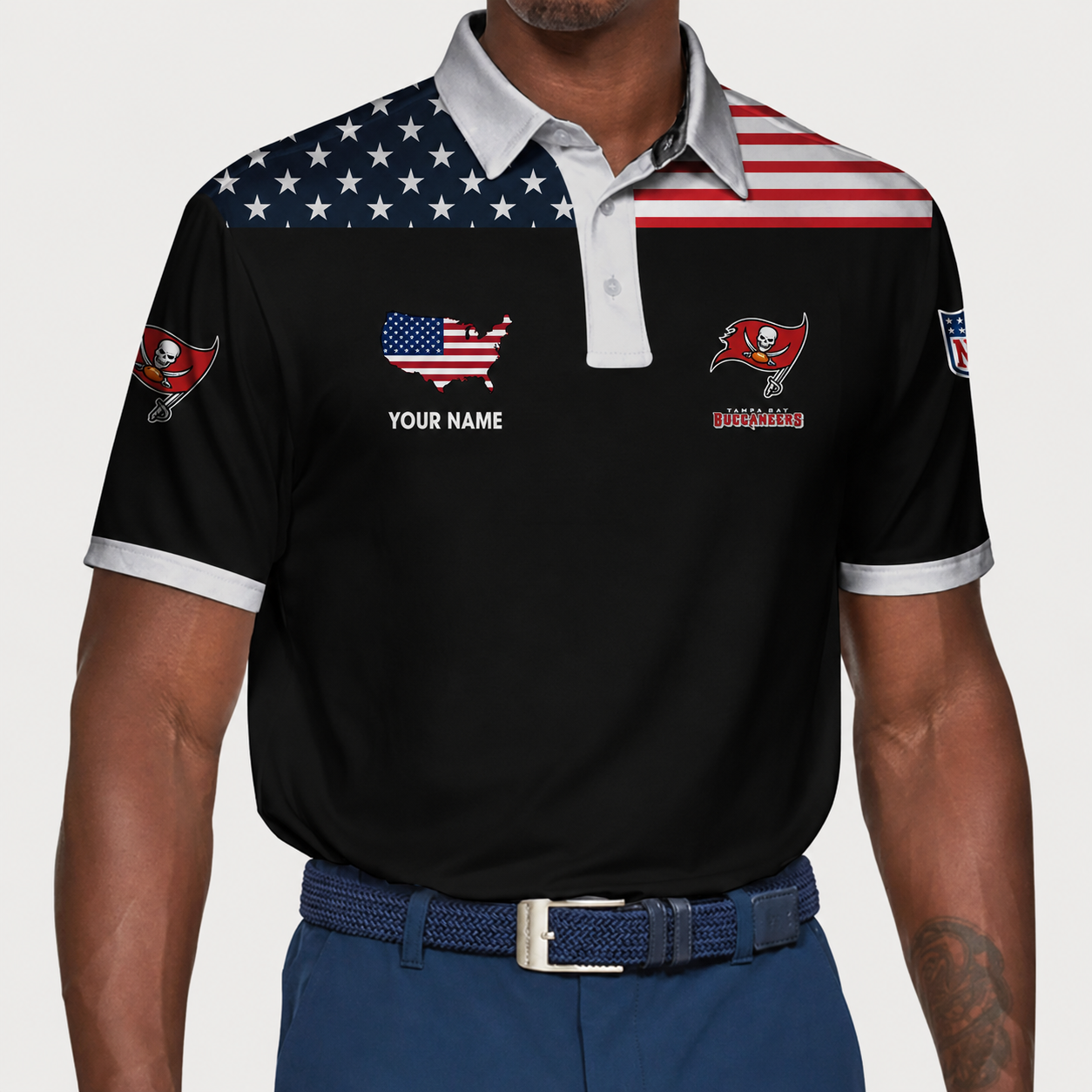 LIMITED EDITION - NEW CUSTOMIZED NFL10 TBB TAMPA BAY BUCCANEERS POLO SHIRT