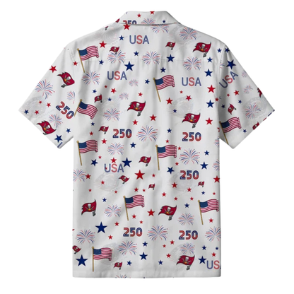 LIMITED EDITION - NEW CUSTOMIZED NFL10 TBB TAMPA BAY BUCCANEERS PATRIOTIC 250 USA HAWAIIAN SHIRT
