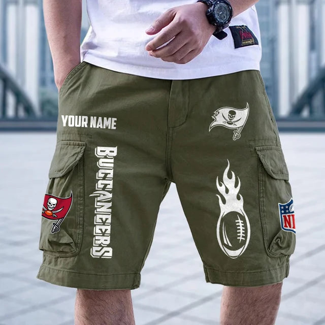 [SPECIAL OFFER] NEW CUSTOMIZED NFL10 TBB TAMPA BAY BUCCANEERS CARGO SHORTS