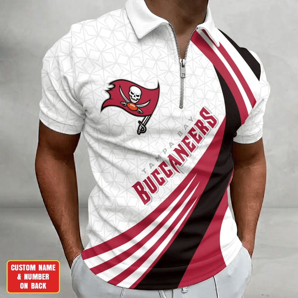 [SPECIAL OFFER] NEW CUSTOMIZED NFL10 TBB TAMPA BAY BUCCANEERS ZIP POLO SHIRT