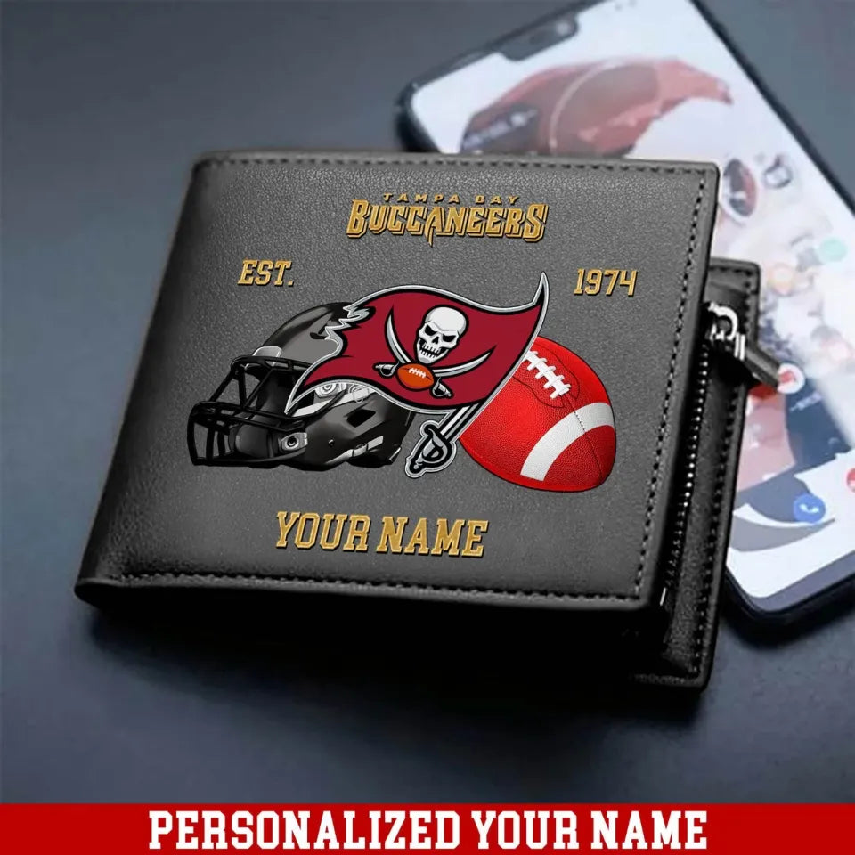 LIMITED EDITION - NEW CUSTOMIZED NFL10 TBB TAMPA BAY BUCCANEERS LEATHER WALLET