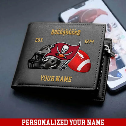LIMITED EDITION - NEW CUSTOMIZED NFL10 TBB TAMPA BAY BUCCANEERS LEATHER WALLET