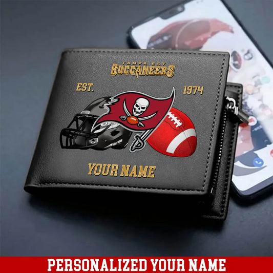 LIMITED EDITION - NEW CUSTOMIZED NFL10 TBB TAMPA BAY BUCCANEERS LEATHER WALLET