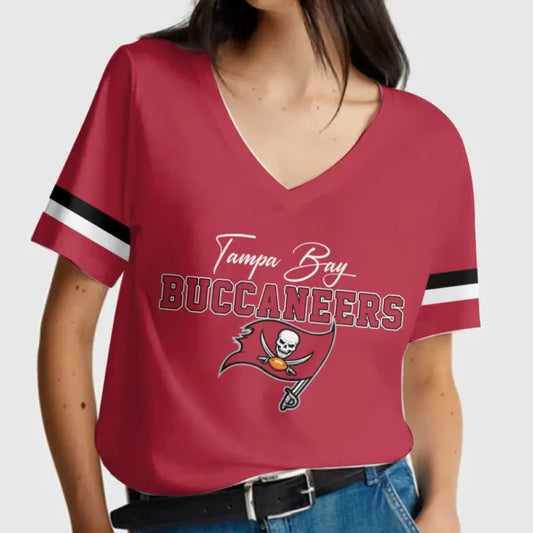 LIMITED EDITION - NEW CUSTOMIZED NFL10 TBB TAMPA BAY BUCCANEERS V-NECK FEMALE SHIRT