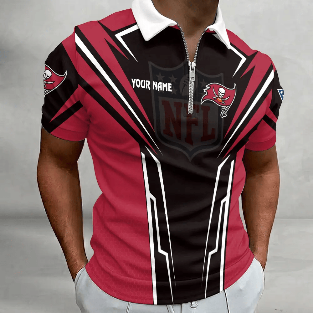 [SPECIAL OFFER] NEW CUSTOMIZED NFL10 TBB TAMPA BAY BUCCANEERS ZIP POLO SHIRT