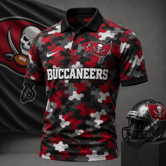 [SPECIAL OFFER] NEW CUSTOMIZED NFL10 TBB TAMPA BAY BUCCANEERS CAMO POLO SHIRT