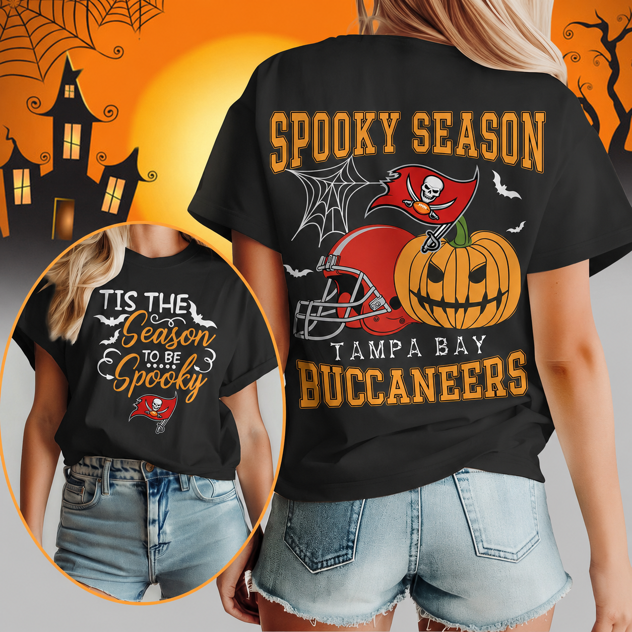 LIMITED EDITION - NEW CUSTOMIZED NFL10 TBB TAMPA BAY BUCCANEERS  HALLOWEEN T-SHIRT, HOODIE & ZIP HOODIE