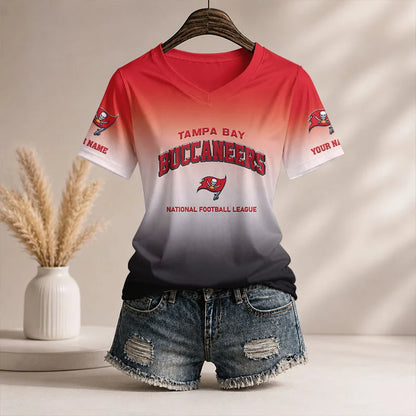 LIMITED EDITION - NEW CUSTOMIZED NFL10 TBB TB BUCCANEERS V-NECK FEMALE SHIRT