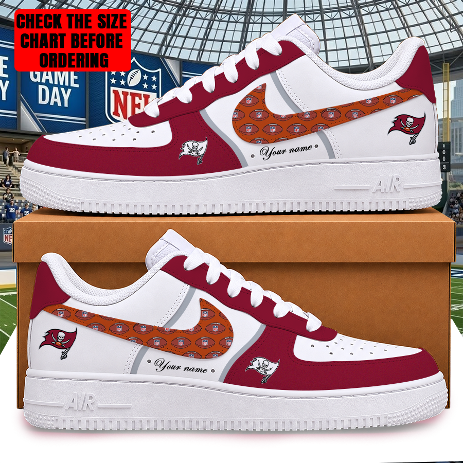 LIMITED EDITION - NEW CUSTOMIZED NFL10 TBB TAMPA BAY BUCCANEERS AF1 SHOES