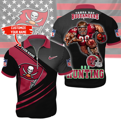 LIMITED EDITION - NEW CUSTOMIZED NFL10 TBB TAMPA BAY BUCCANEERS HARLEY-DAVIDSON POLO WITH ZIPPER SHIRT