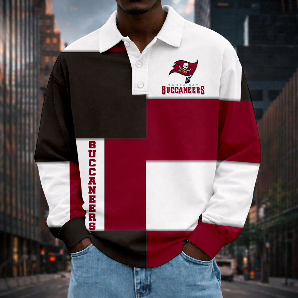 LIMITED EDITION - NEW CUSTOMIZED NFL10 TBB TAMPA BAY BUCCANEERS MEN LONG SLEEVE POLO