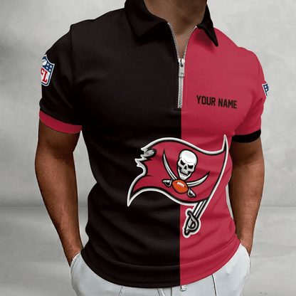 [SPECIAL OFFER] NEW CUSTOMIZED NFL10 TBB TAMPA BAY BUCCANEERS ZIP POLO SHIRT