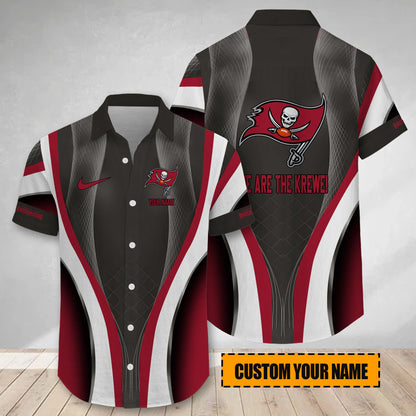 LIMITED EDITION - NEW CUSTOMIZED NFL10 TBB TAMPA BAY BUCCANEERS SHORT SLEEVE BUTTON-UP SHIRT