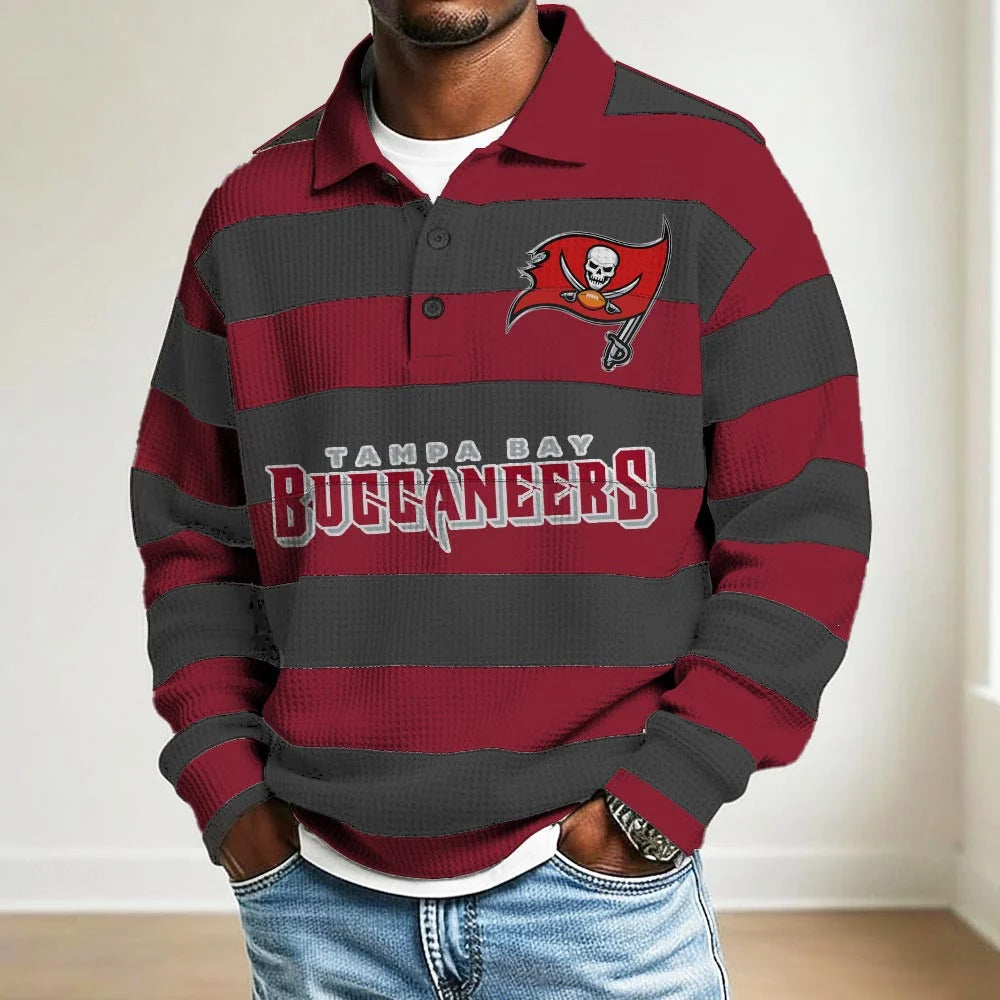 LIMITED EDITION - NEW CUSTOMIZED NFL10 TB BUCCANEERS MEN LONG SLEEVE POLO SHIRT