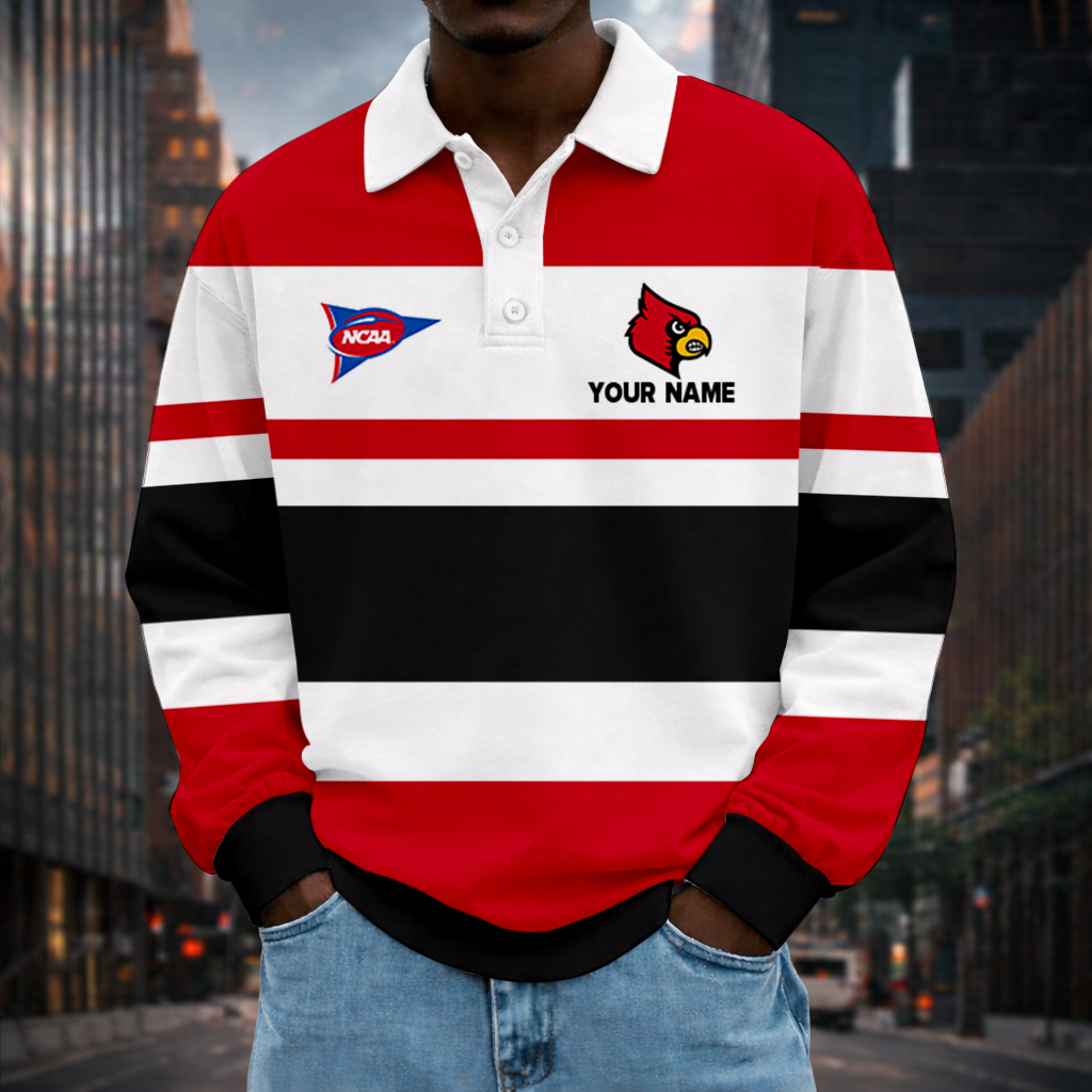 LIMITED EDITION - NEW CUSTOMIZED NCAA FBS10 ULC LOUISVILLE CARDINALS UNISEX LONG SLEEVE POLO