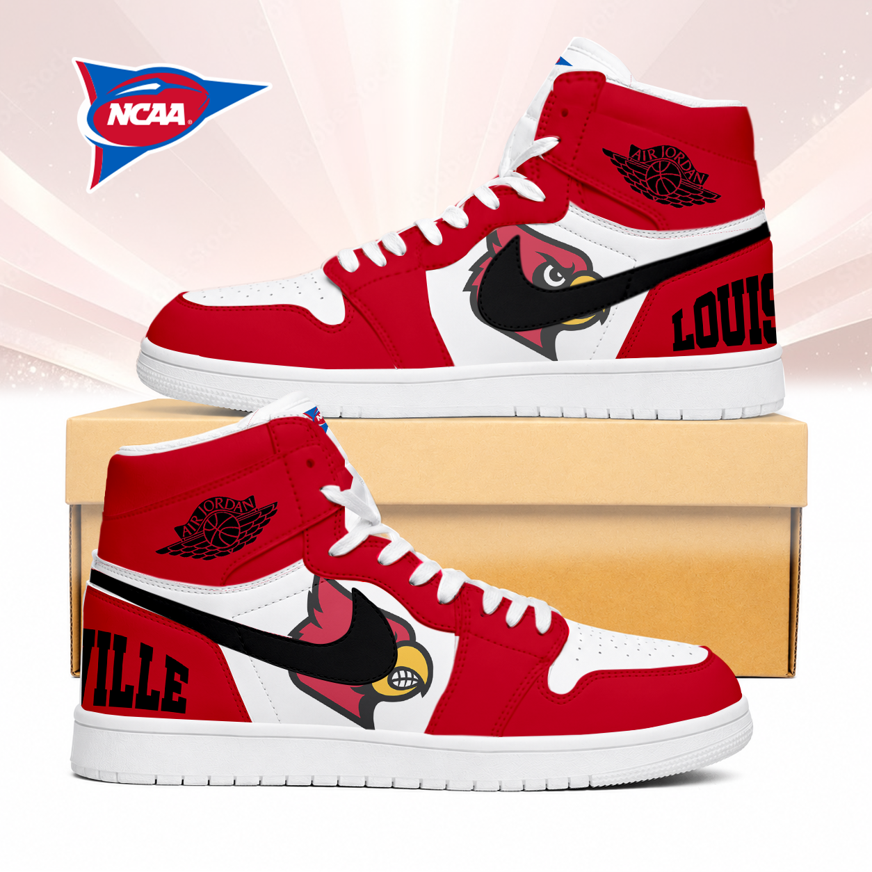LIMITED EDITION - NEW CUSTOMIZED NCAA FBS10 ULC LOUISVILLE CARDINALS AIR JORDAN SNEAKERS