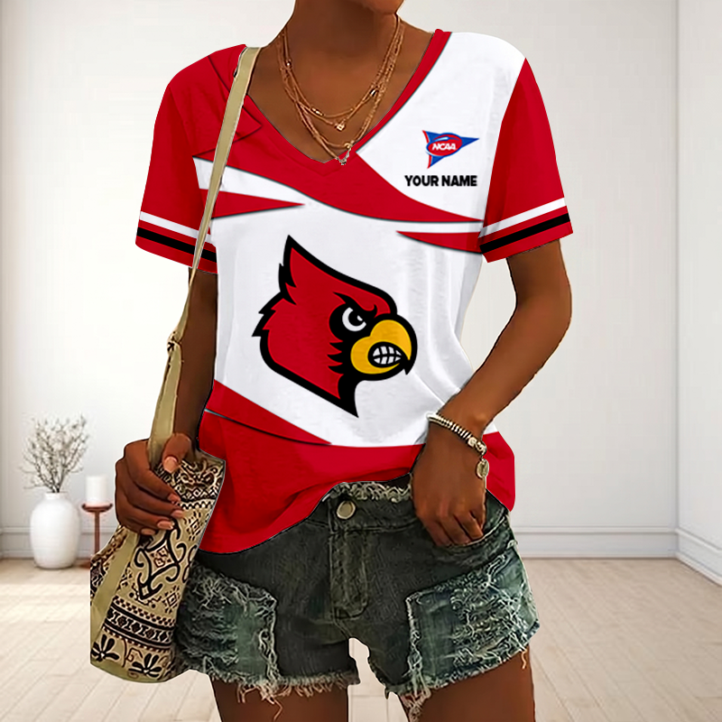 LIMITED DROP - NEW CUSTOMIZED | NCAA FBS10 ULC UL CARDINALS V-NECK FEMALE SHIRT