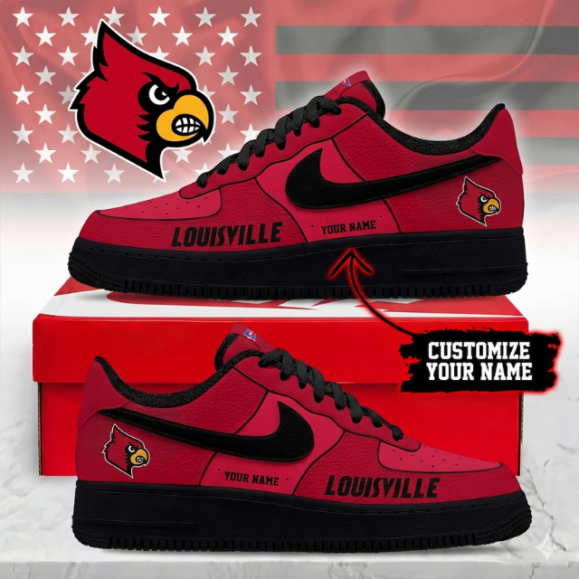 ELITE EDITION - NEW CUSTOMIZED NCAA FBS10 ULC LOUISVILLE CARDINALS AF1 SHOES