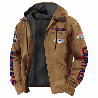 LIMITED EDITION - NEW CUSTOMIZED NHL10 WCP WASHINGTON CAPITALS HOODED CARDIGAN JACKET