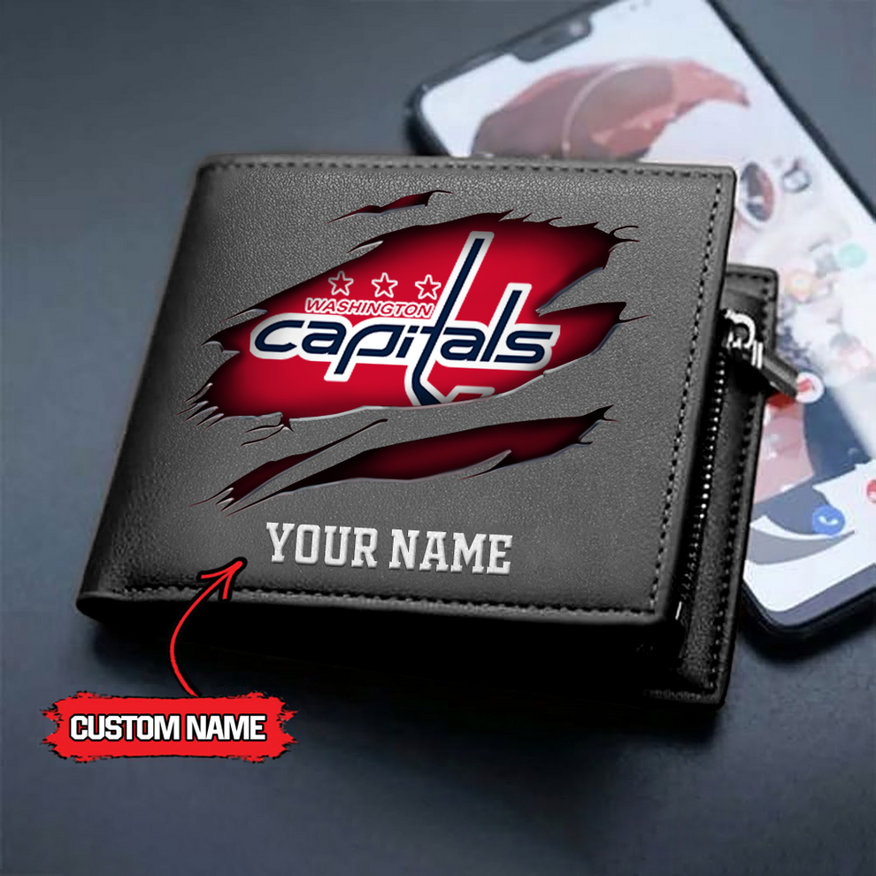 LIMITED EDITION - NEW CUSTOMIZED NHL10 WCP WASHINGTON CAPITALS LEATHER WALLET