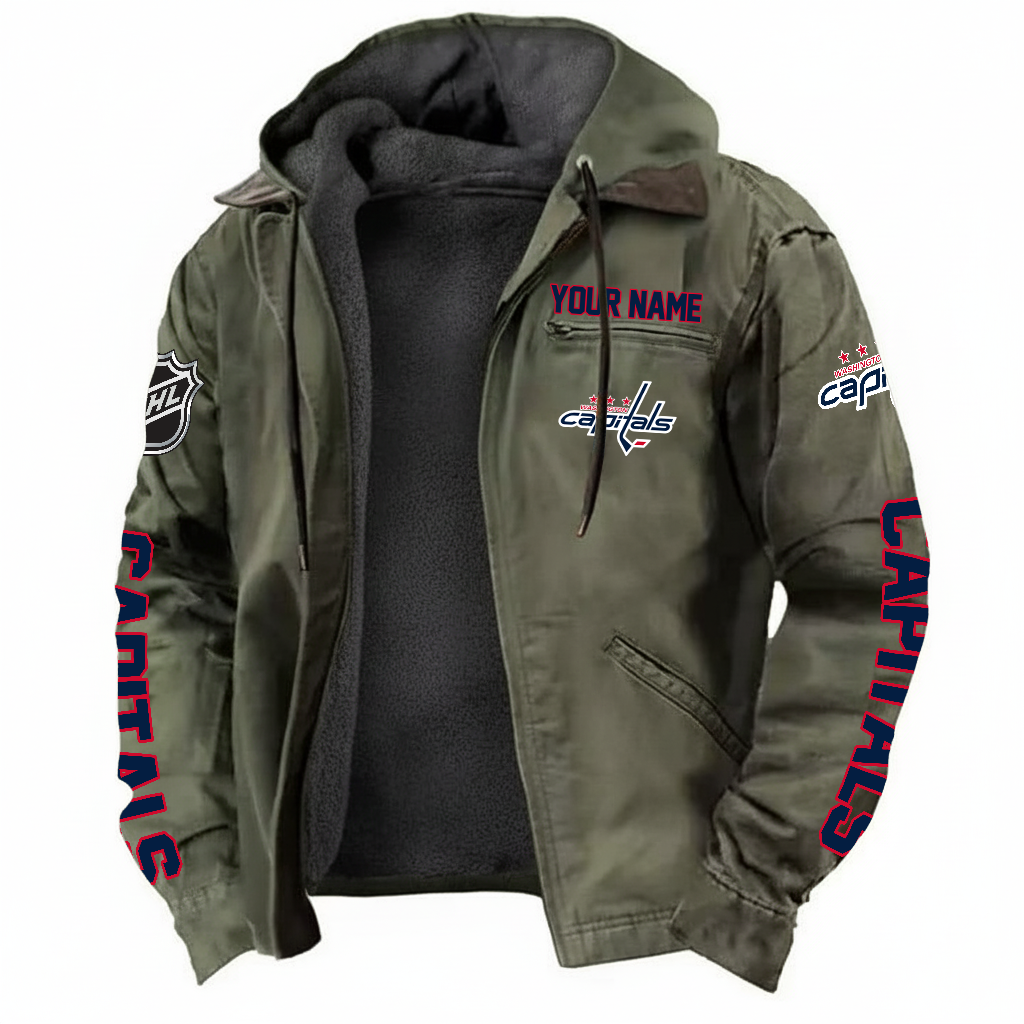 LIMITED EDITION - NEW CUSTOMIZED NHL10 WCP WASHINGTON CAPITALS HOODED CARDIGAN JACKET