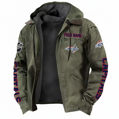 LIMITED EDITION - NEW CUSTOMIZED NHL10 WCP WASHINGTON CAPITALS HOODED CARDIGAN JACKET