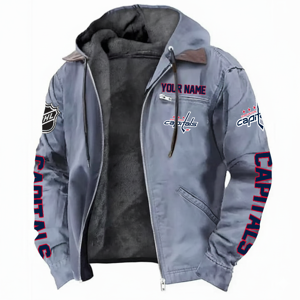 LIMITED EDITION - NEW CUSTOMIZED NHL10 WCP WASHINGTON CAPITALS HOODED CARDIGAN JACKET