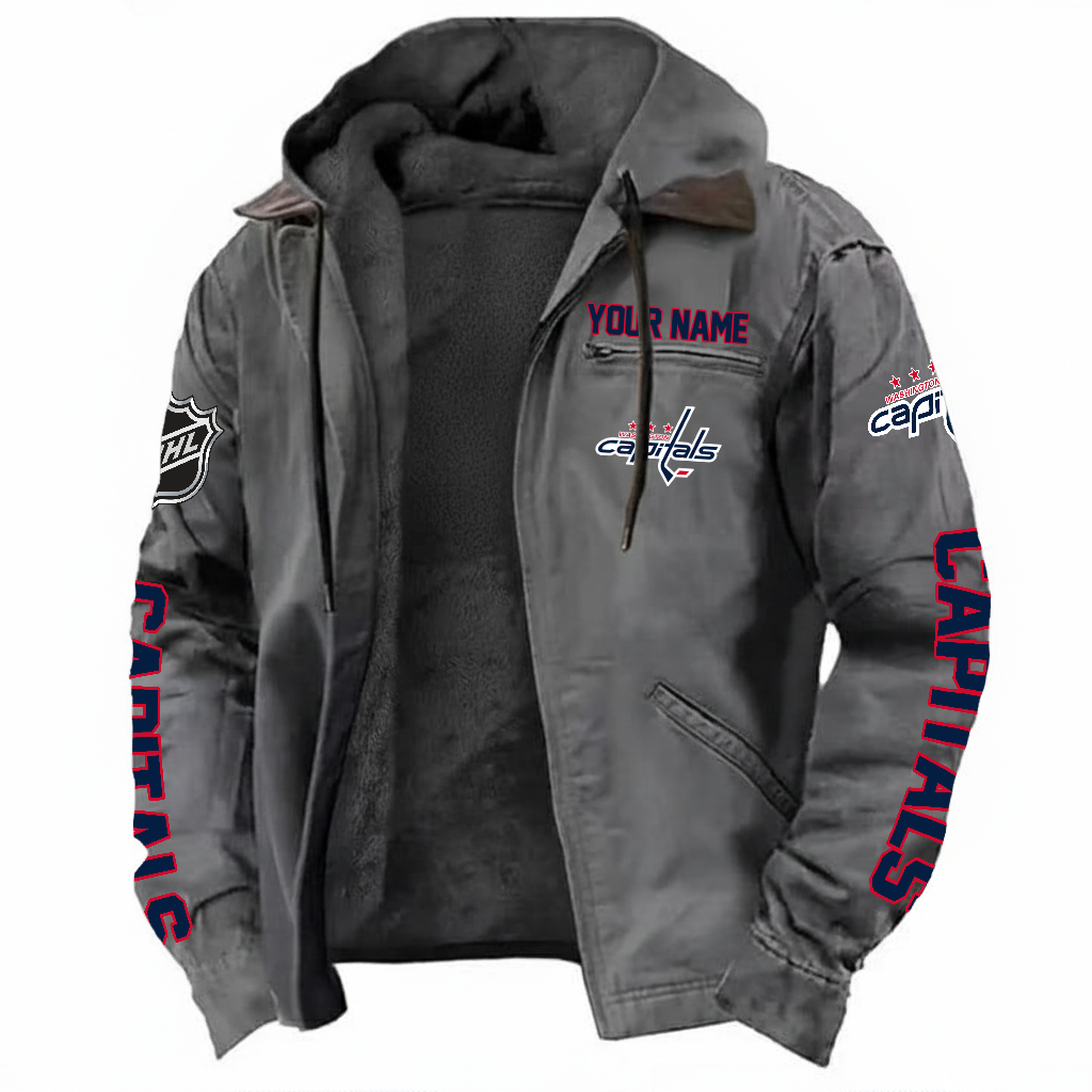 LIMITED EDITION - NEW CUSTOMIZED NHL10 WCP WASHINGTON CAPITALS HOODED CARDIGAN JACKET