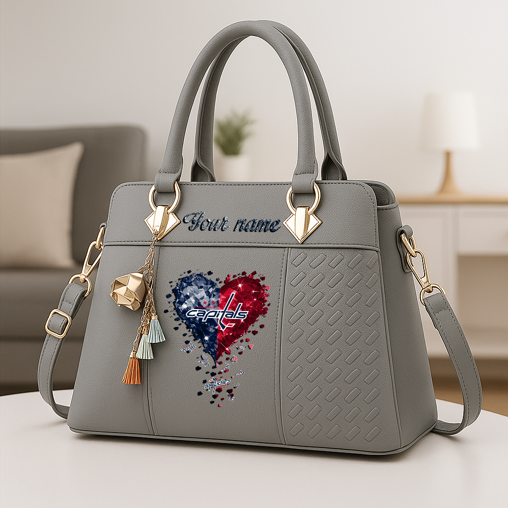 LIMITED EDITION - NEW CUSTOMIZED NHL10 WCP WASHINGTON CAPITALS ZIP HANDBAG MULTICOLOR