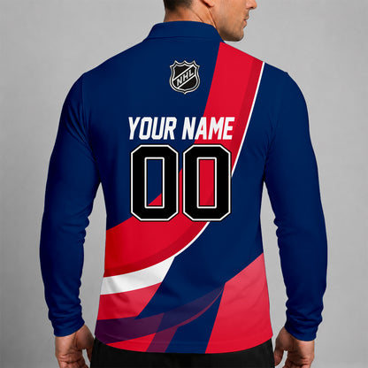 [SUPER SALE] NEW CUSTOMIZED NHL10 WCP WASHINGTON CAPITALS MEN LONG SLEEVE POLO